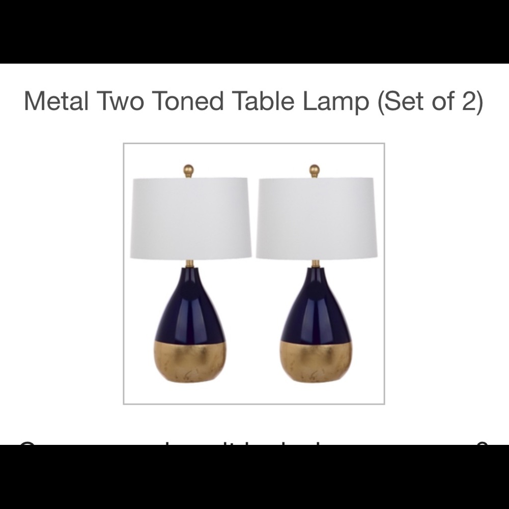 Safavieh two-toned lamps. Brand new. Navy blue and gold.